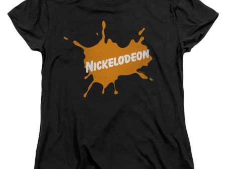 NICKELODEON BRAND : NICK RETRO BURST LOGO WOMENS SHORT SLEEVE Black MD Online Sale