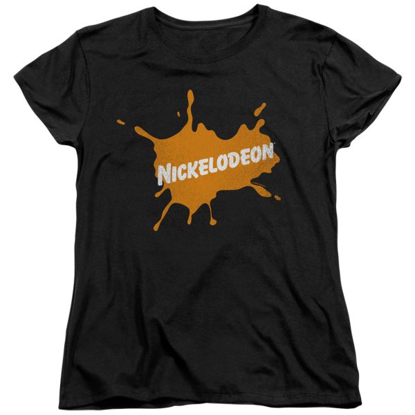 NICKELODEON BRAND : NICK RETRO BURST LOGO WOMENS SHORT SLEEVE Black MD Online Sale