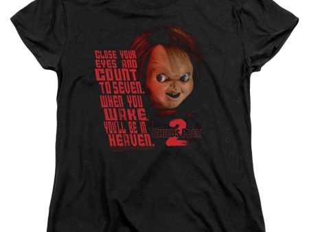 CHILD S PLAY 2 : IN HEAVEN S\S WOMENS TEE BLACK MD Sale