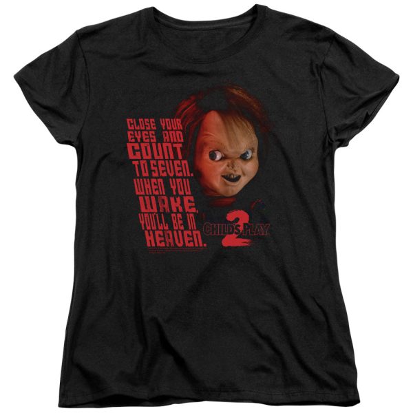 CHILD S PLAY 2 : IN HEAVEN S\S WOMENS TEE BLACK MD Sale