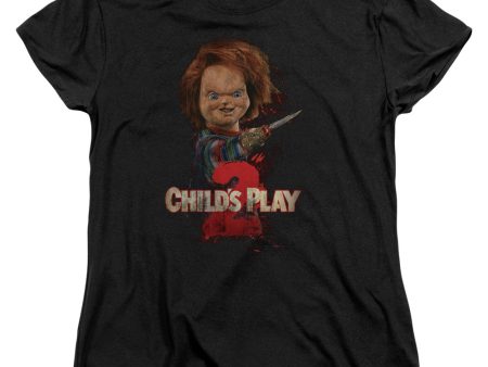 CHILD S PLAY 2 : HERE S CHUCKY S\S WOMENS TEE BLACK SM Hot on Sale