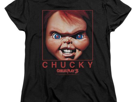 CHILD S PLAY 3 : CHUCKY SQUARED S\S WOMENS TEE Black SM Supply