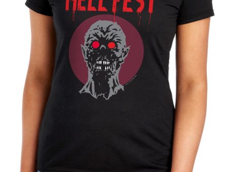 HELL FEST : LOGO WOMENS SHORT SLEEVE Black MD For Sale