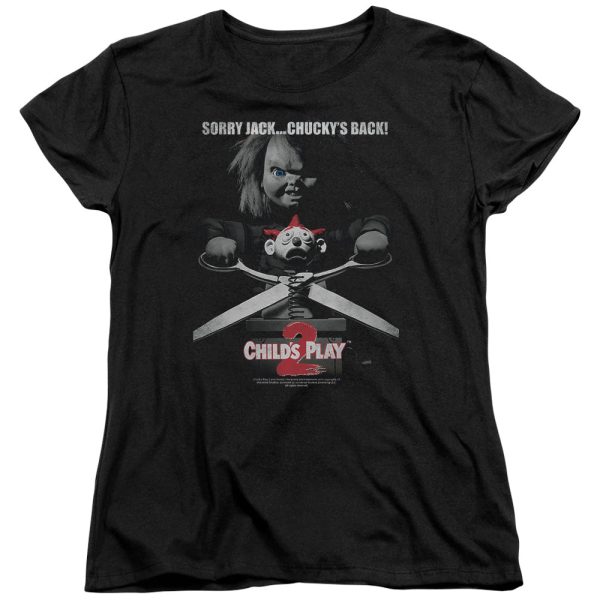 CHILD S PLAY 2 : JACK POSTER S\S WOMENS TEE Black SM For Discount