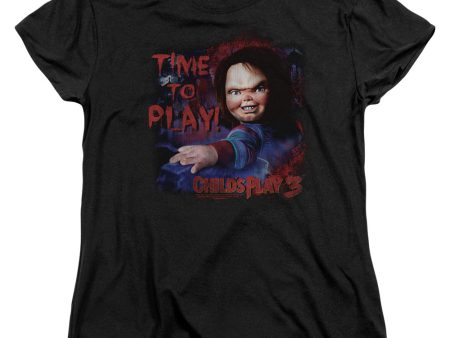 CHILD S PLAY 3 : TIME TO PLAY S\S WOMENS TEE BLACK SM Fashion