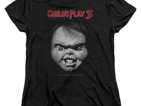 CHILD S PLAY 3 : FACE POSTER S\S WOMENS TEE Black MD Discount