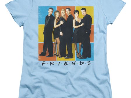 FRIENDS : COLOR BLOCK OF FRIENDS WOMENS SHORT SLEEVE Light Blue LG For Cheap