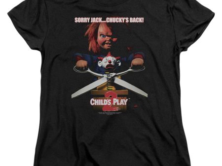 CHILD S PLAY 2 : CHUCKY S BACK S\S WOMENS TEE BLACK MD Fashion