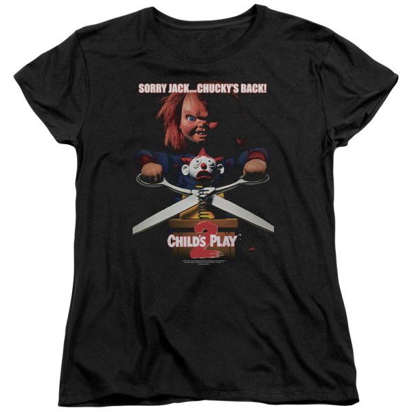 CHILD S PLAY 2 : CHUCKY S BACK S\S WOMENS TEE BLACK MD Fashion