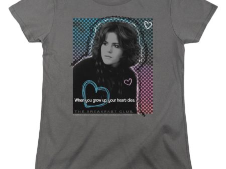 BREAKFAST CLUB : HEART DIES WOMENS SHORT SLEEVE CHARCOAL 2X on Sale