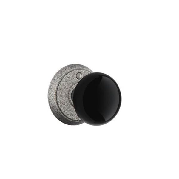 Emtek 7052MB Dummy , Wrought Steel No.2 Rosette , Madison Black Knob Cheap